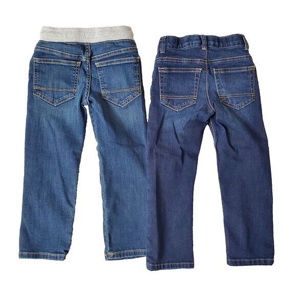 Cat & Jack Boys Straight Fit Denim Blue Jeans Elastic Waist Stretch Toddler 4T - Picture 5 of 7